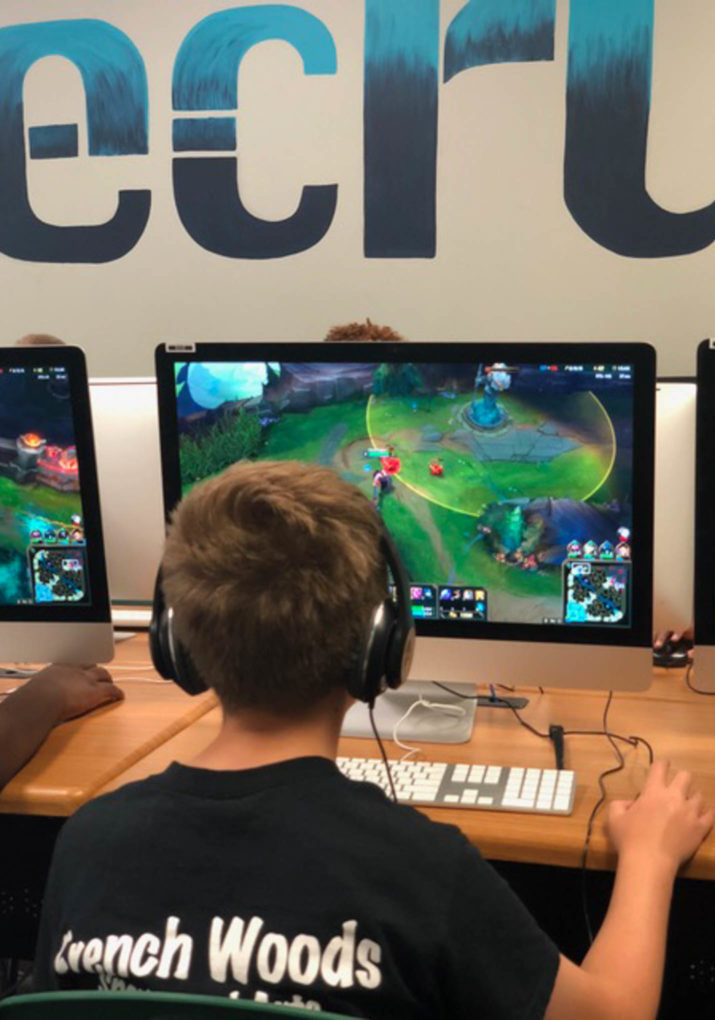 Boy playing a game on the computer