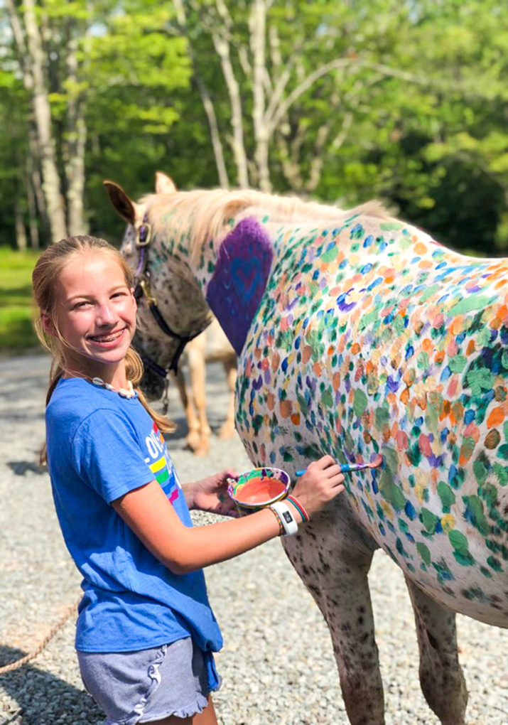 Camper painting a horse