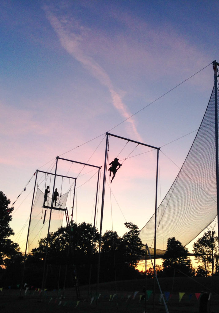 Trapeze setup at sunset