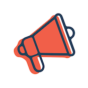 A New York Teen Camp branded Icon of a megaphone.