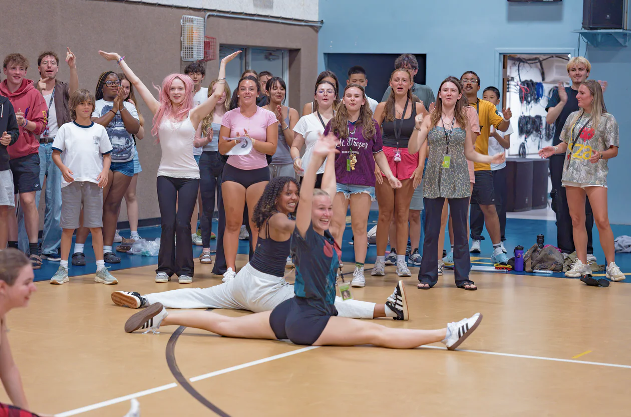 Teen campers taking part in an all-camp activity at New York Teen Camp