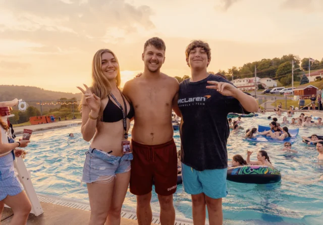 Teen campers enjoying a pool party at New York Teen Camp